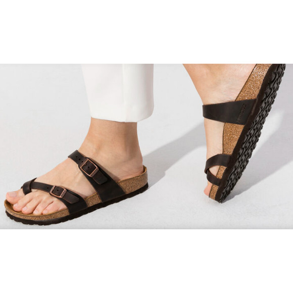 Birkenstock Shoes - Birkenstock Mayari Black Oiled Leather Sandal // 38